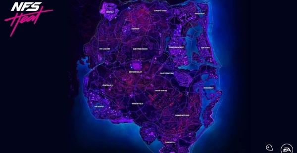  Полная карта игрового мира Need for Speed: Heat 